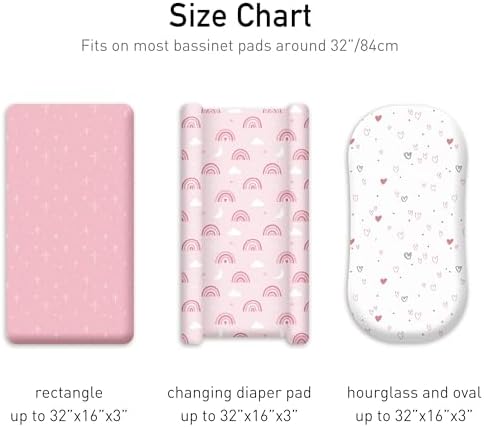 Baby Bassinet Sheets Girl Boy, 3 Pack Fitted Bassinet Sheet - Image 3