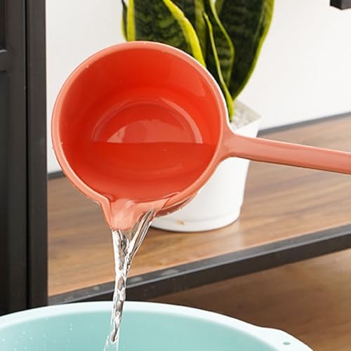 Plastic Water Scoop with Long Handle, Thickened Design in Red Orange - Image 6