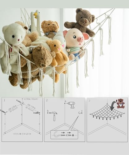 Stuffed Animal Storage Corner Hammock or Net, Toy Storage Hammock - Image 5