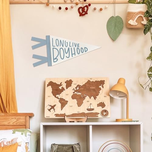 Boys Nursery Playroom Bedroom Wall Decor Boyhood Pennant Banner Flags - Image 4