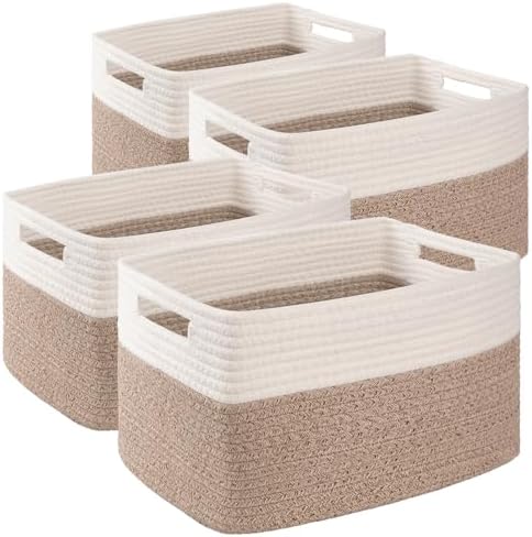 4 Pack Storage Baskets for Organizing, Woven Baskets for Shelves by SIXDOVE