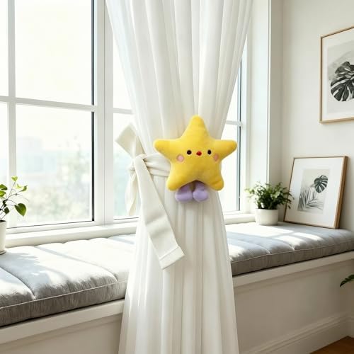 2 Pack Cartoon Star Curtain Tiebacks, Embroidered Curtain Holdbacks by YGNNIU