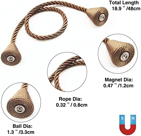 6 Pack Magnetic Curtain Tiebacks Rope Modern Handmade Curtain Tie Backs - Image 3