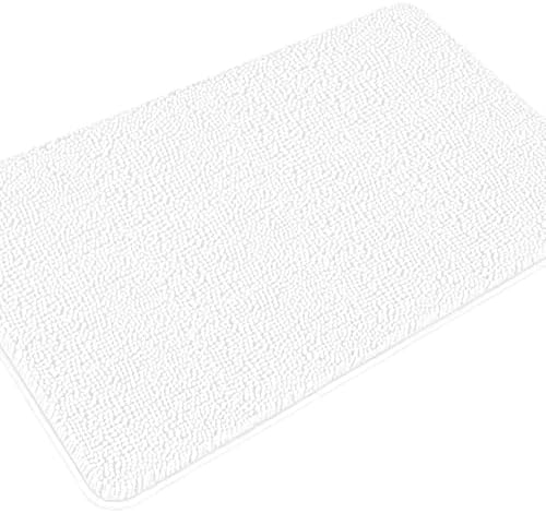 Yeaban Chenille White Bathroom Rug 36"x60", Non-Slip Rubber Backing by Yeaban