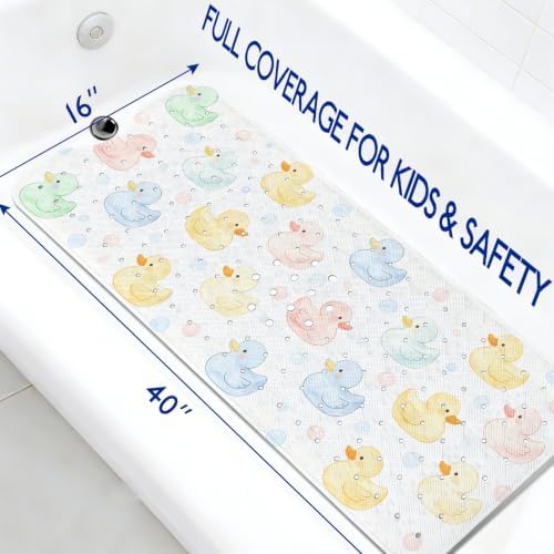 Kids Bathtub Mat Non Slip, 40 x 16 Inch Tub Mat - Image 2
