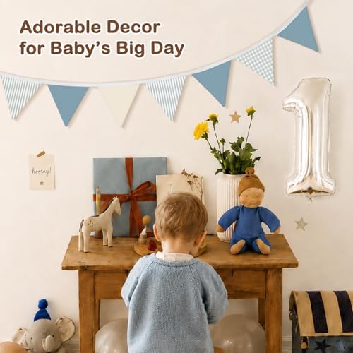 Boys Room Playroom Decor Blue Pennant Banner Flags 5.5Ft - Image 6