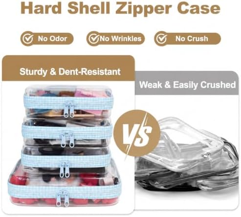 4 pcs Clear Zipper Pouches, Hard Shell Zipper Case, Toiletry Bag - Image 2