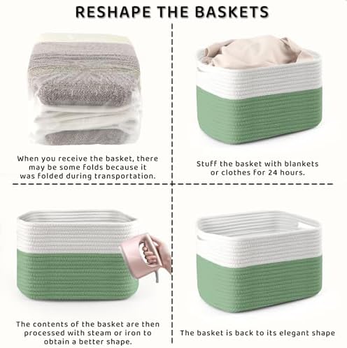 4 Pack Storage Baskets for Organizing, and Clothes, Cotton Rope Basket for - Image 7