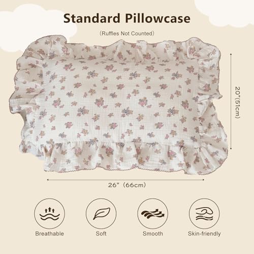BuLuTu Floral Kids Pillowcase Standard Size, Tuberose Pattern - Image 2