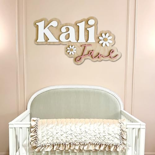 Personalized Wooden Nursery Name Sign, Custom Baby Room Wall Decor - Image 3