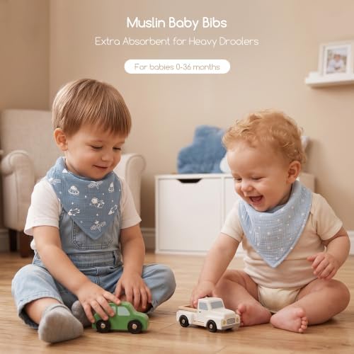 8 Pack Muslin Baby Bandana Bibs - Image 2