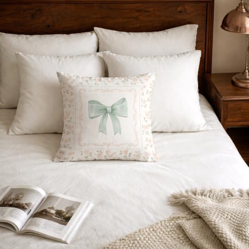 CoquetteSage Green Bow Floral French Country Pillow Covers 18x18, Floral Grand - Image 5