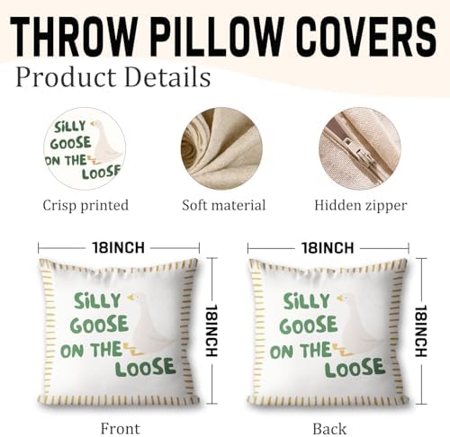Silly Goose Throw Pillow Covers Playroom Toddler Nursery Decor - Image 6