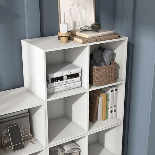 Homes: Inside + Out Apexa 4-Cube Storage Organizer Shelves, Stackable Wood - Image 4