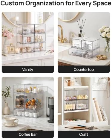 Vtopmart Clear Stackable Storage Drawers Set of 7, Plastic Organizer Bins - Image 7