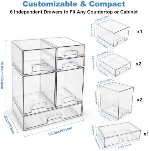Clear Baby Bottle Organizer, 6-Piece Modular Stackable Acrylic Bins Set - Image 2