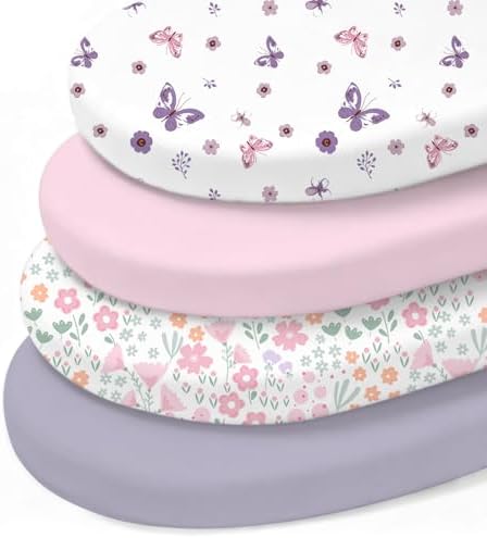 Little Grape Land Bassinet Sheets 4 Pack, Ultra Soft Baby Bassinet Fitted Sheets by LittleGrapeLand