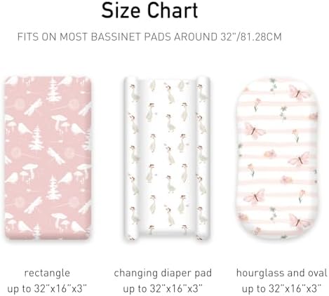Baby Bassinet Sheets Girl Boy, 3 Pack Fitted Bassinet Sheet - Image 3