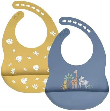 Baby Silicone Bibs 2 Sets Baby Bibs by LITTLERAWR