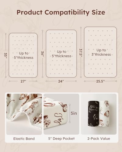 Yoofoss 2-Pack Pack and Play Sheets Fitted 38x26 - Image 4
