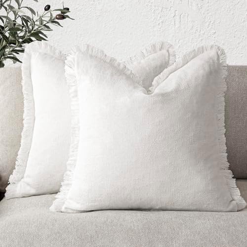 Foindtower Decorative Linen Fringe Throw Pillow Covers 26×26 Inch by Foindtower