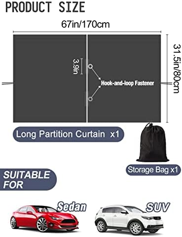 PAMASE Car Divider Curtain, Wide Blackout - Image 5