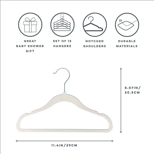 3 Sprouts Baby Closet Organizer Set, 15 Hangers, 8 Dividers, Cream/Neutral - Image 2