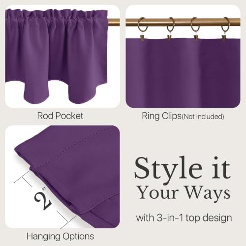 NICETOWN Royal Purple Kitchen Blackout Window Valance - Image 3