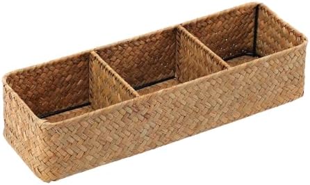Nonam 3-Section Seagrass Tea Bag Organizer, Wicker divided basket by Home