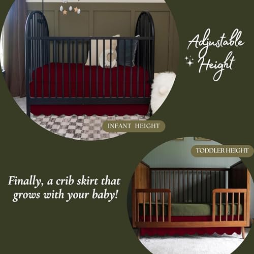 100% Microfiber Scalloped Mini Crib Skirt 24"x 38" - Image 3