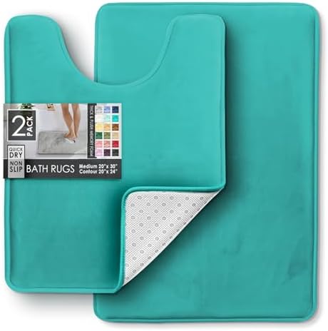 Clara Clark 2 Piece Bathroom Rugs, Velvet Memory Foam Bath Mat Set, Non-Slip - Image 3