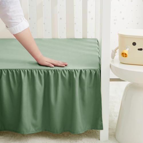 SiinvdaBZX Sage Green Crib Skirt Dust Ruffle, Microfiber Crib Bed Skirt - Image 7