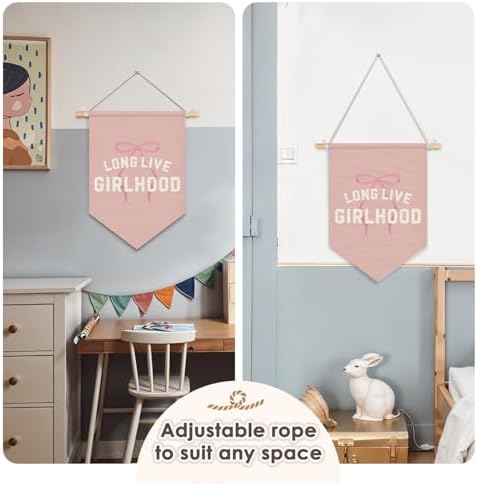 Wheatwin Girls Room Decor, Long Live Girlhood Wall Hanging Pennant Flag Banner - Image 5