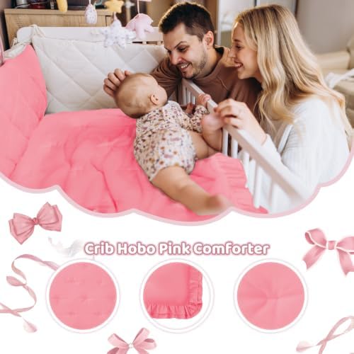 Crib Bedding Set for Girls, 3-Piece Ruffle Baby Bedding Crib Set - Image 5