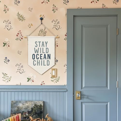 Wheatwin Ocean Nursery Decor, Stay Wild Ocean Child Wall Hanging Pennant Flag - Image 2