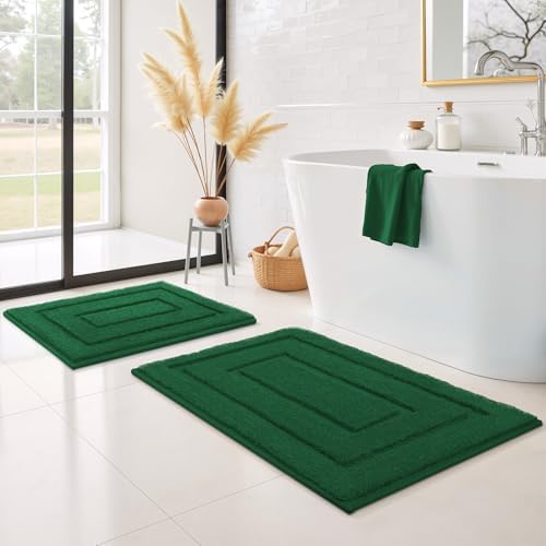 GRANNY SAYS Dark Green Bathroom Rugs Set 2 Piece, Non Slip Bath Mats by GRANNYSAYS