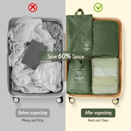 8 Set Packing Cubes for Travel Suitcase Organizer Bags Luggage Packing Cubes - Image 6