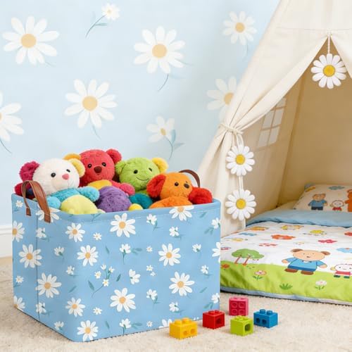 Rectangular Daisy Storage Basket, Kids Laundry Hamper, Waterproof foldable kids - Image 3