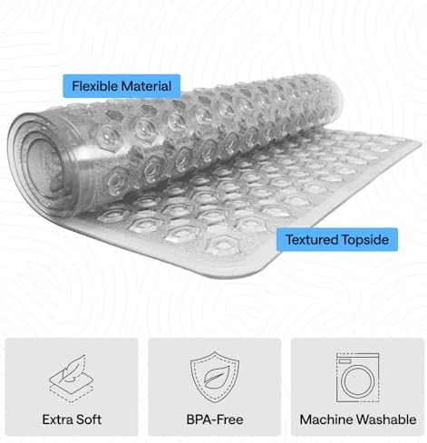 GORILLA GRIP Bath Tub Shower Mat, Bathtub Floor Liner, 35x16 Clear Gray - Image 4