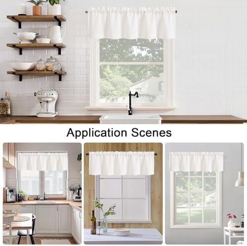 Chyhomenyc Cream Valance for Windows, Light Filtering Faux Linen Solid Short - Image 6