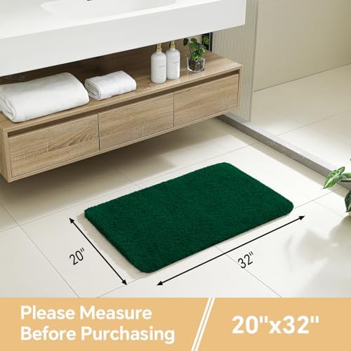 Polyester Bathroom Rug 20"x32" Verdant Green, Non-Slip Bath Mat - Image 2