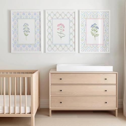 Lhoiplme Wildflower Nursery Wall Art Decor Baby Girl Room Canvas Prints Pastel - Image 7