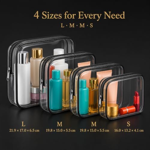 Clear Makeup Bag 4 Pack, TSA Approved Toiletry Bag - Image 4