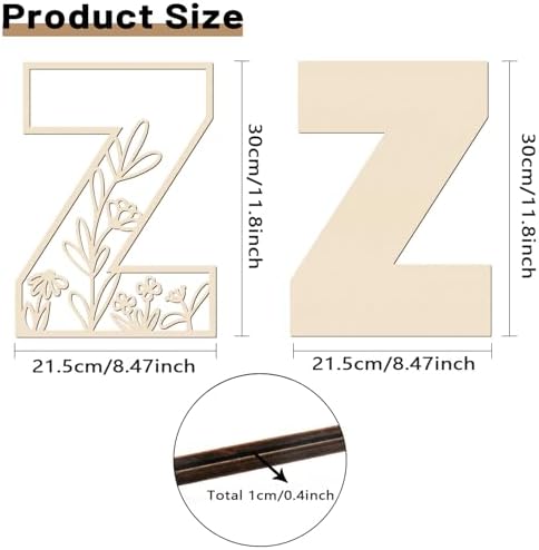 Layered 12 Inch Large Wooden Letters Z - Image 2