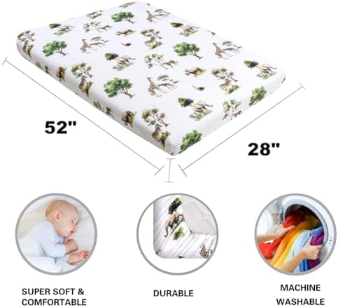 4 Pack Safari Jungle Animals Neutral Unisex Fitted Nursery Baby Sheets Set - Image 7