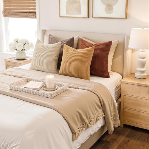 Topfinel 24x24 Inch Pillow Covers Set of 4 Yellow Brown Gradient Farmhouse - Image 4