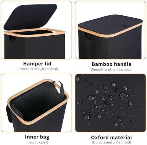 iEGrow 75L Slim Laundry Hamper, Narrow Laundry Basket - Image 4