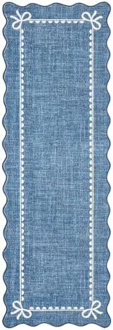 GarveeHome Scalloped Hallway Runner Rug 2.5x8 Non Slip Dark Blue Rugs - Image 4