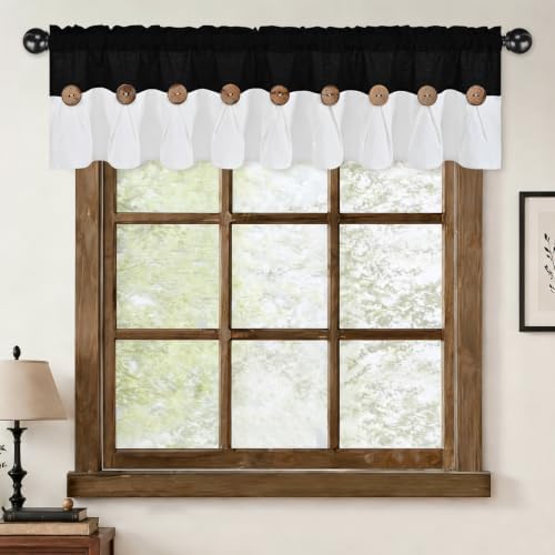 FRAMICS Farmhouse Valance Curtains, Boho Cotton Linen Kitchen Valance, Rustic - Image 3