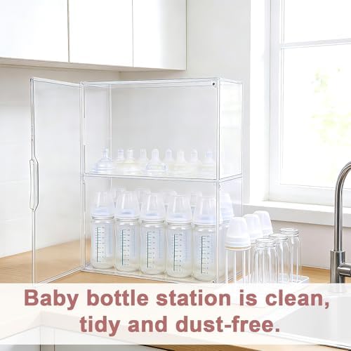 Penitue Baby Bottle Organizer, 3-Tier Clear Acrylic Storage Box - Image 3